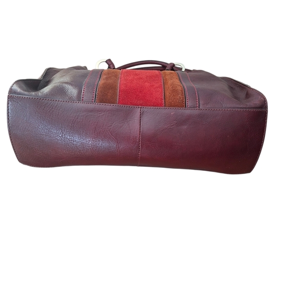 Vintage Etienne Aigner Tri Color Leather Shoulder Bag Tan Burgundy Red Handbag - Picture 10 of 15